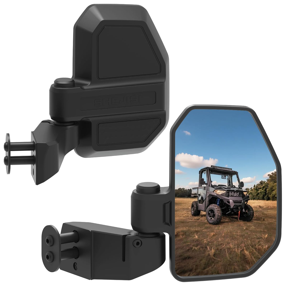SHEJISI front view on Polaris Ranger door showing improved rear visibility