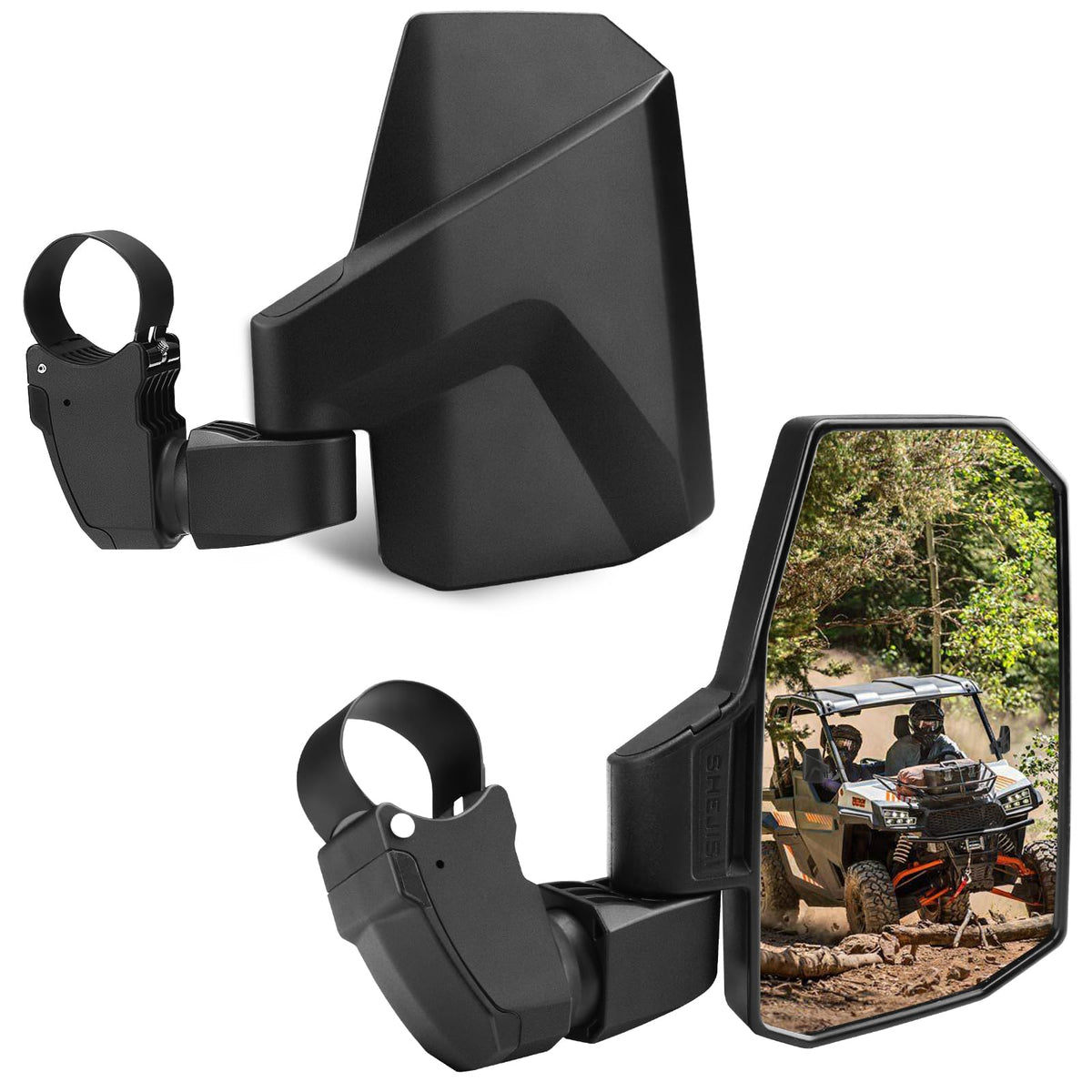 SHEJISI front view of mirror showing durable housing and clear view benefit