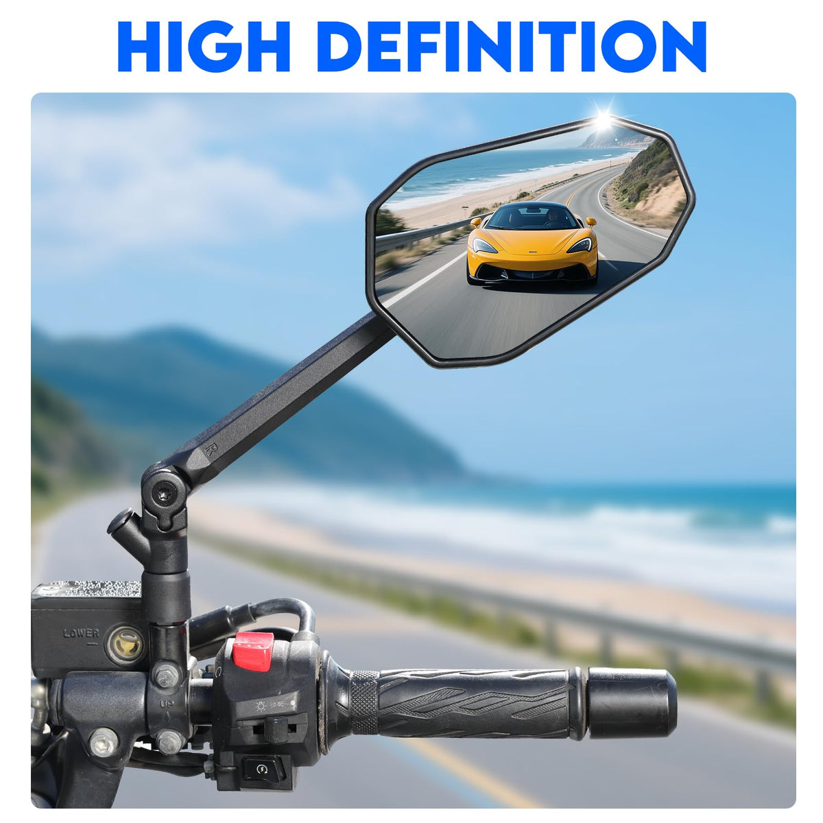 SHEJISI handlebar fitment showing 10mm adapter, versatile compatibility benefit
