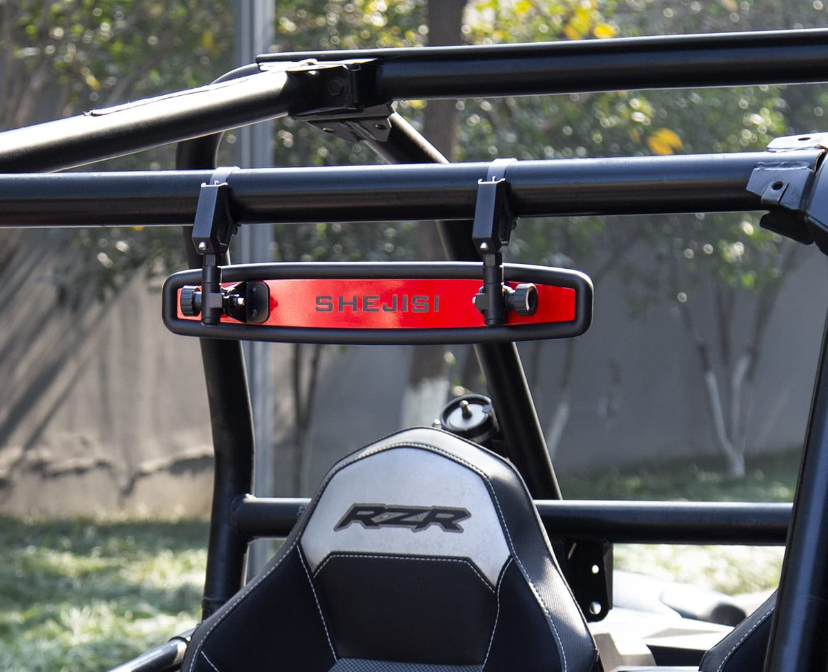 SHEJISI mirror installed on Polaris RZR illustrating practical field use