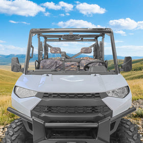 SHEJISI mirrors installed on a Ranger on trail showing improved rear visibility while riding