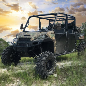 SHEJISI mirror in UTV on trail demonstrating safer rear view benefit