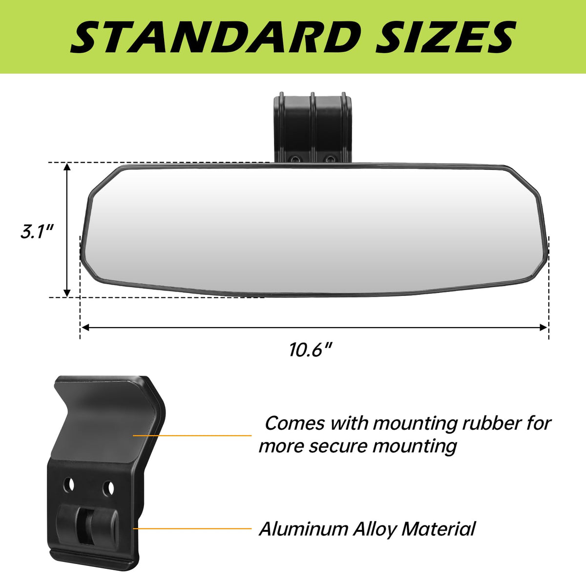 SHEJISI mirror mounted in a UTV showing easy no-drill installation and stability