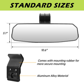 SHEJISI mirror mounted in a UTV showing easy no-drill installation and stability