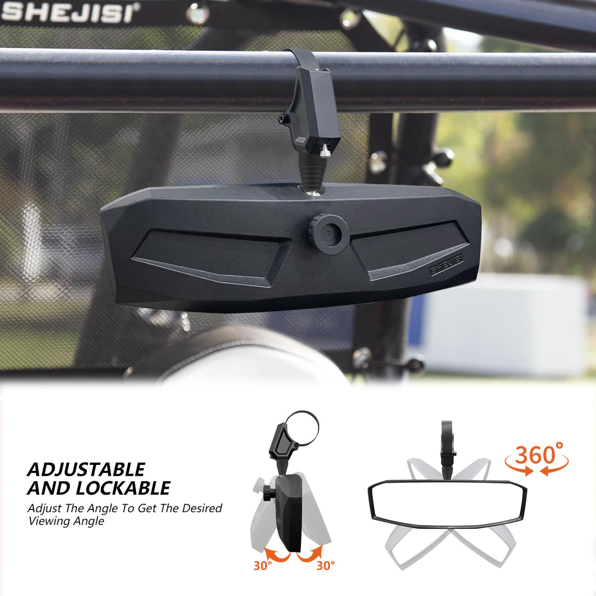 SHEJISI steel mounting strap close-up showing secure clamp and anti-scratch rubber