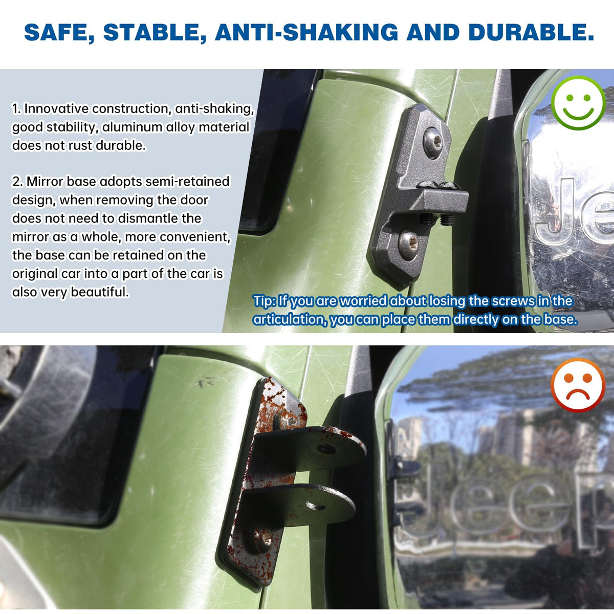 SHEJISI mirrors on Wrangler in off-road scene improving rear visibility