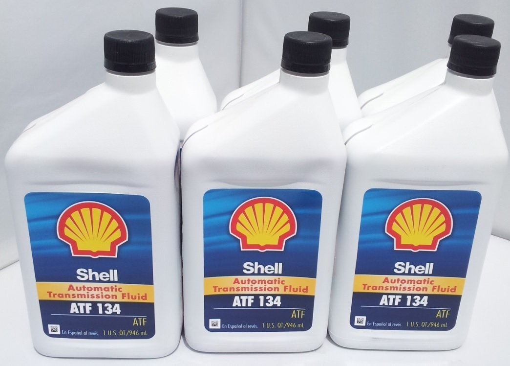 Shell ATF 134 front label showing approval marks and clear compatibility benefits