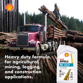 Shell Rotella in an engine bay showing application and heavy-duty engine protection