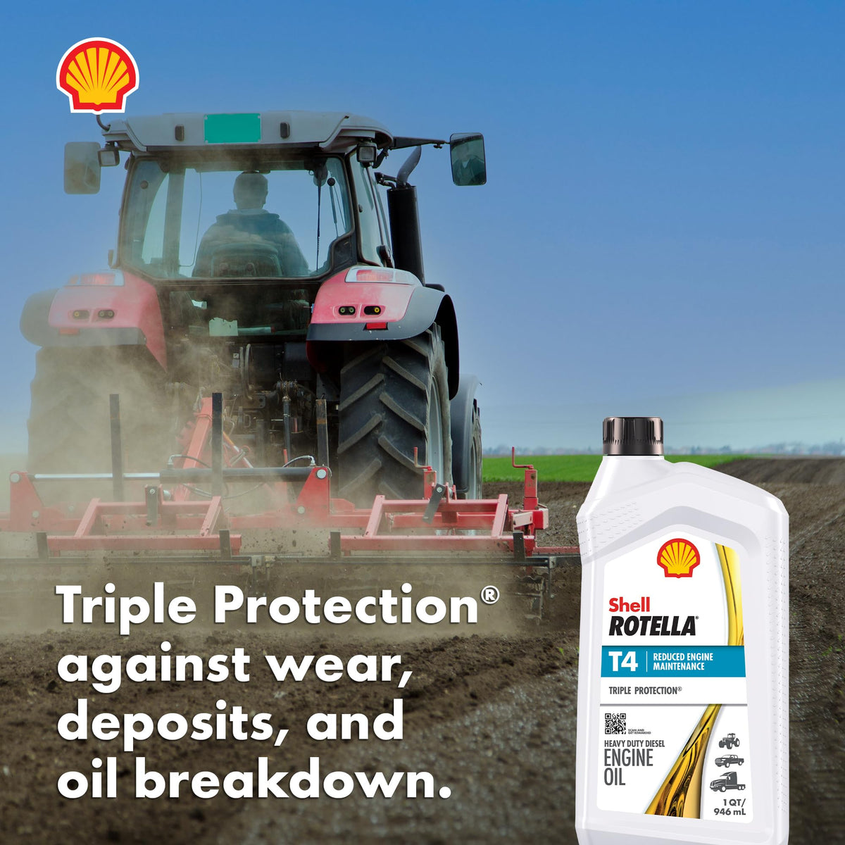 Shell Rotella oil surface sheen close-up showing clean formulation and deposit control