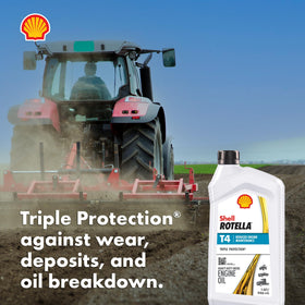 Shell Rotella oil surface sheen close-up showing clean formulation and deposit control