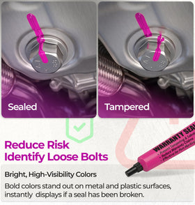 Sherco-Auto pink torque mark on drain plug showing clear tamper-evident indication
