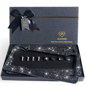 Shering front view black rhinestone frame showing full sparkle and polished finish