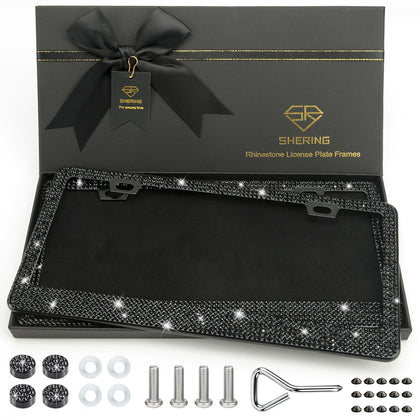 Shering front view frame showing full rhinestone border and polished look