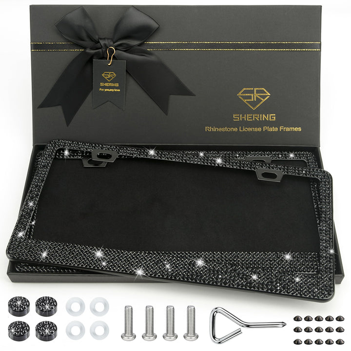 Shering front view frame showing full rhinestone border and polished look