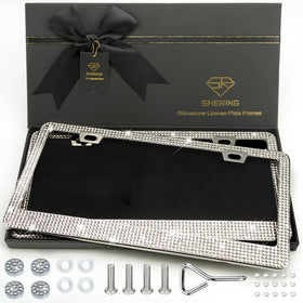 Shering front view white rhinestone frame showing sparkle and polished finish