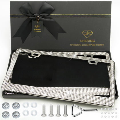 Shering front view white rhinestone frame showing sparkle and polished finish