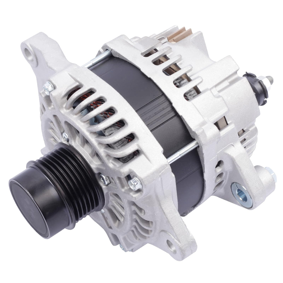 SHICHU alternator front view showing overall housing and terminals for clear identification