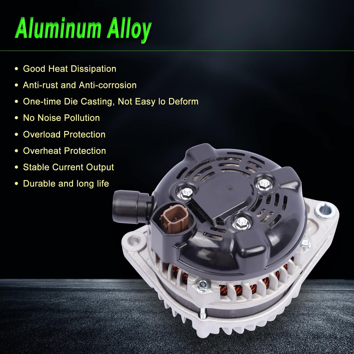 SHICHU alternator installed in an engine bay, demonstrates fitment and restored charging function