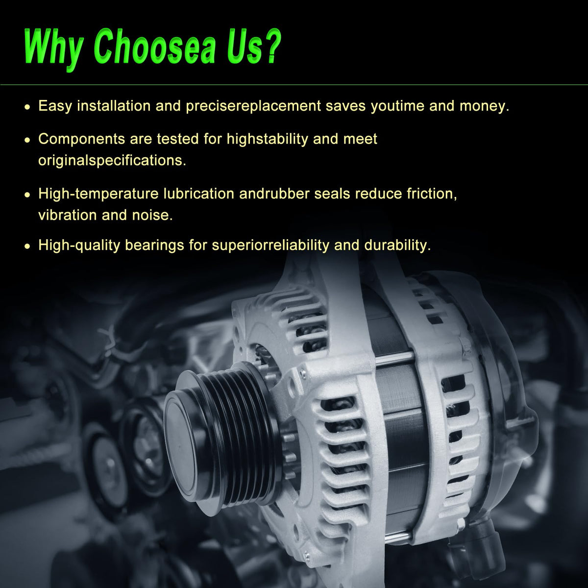 SHICHU alternator label and part numbers for cross-reference accuracy