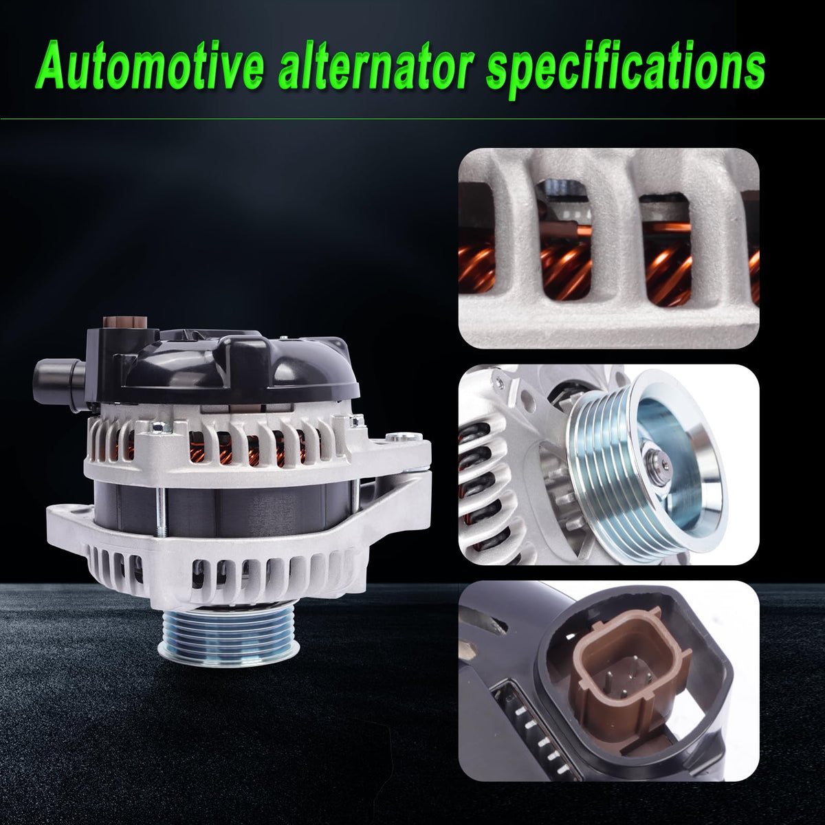 SHICHU alternator side profile highlighting housing castings and cooling vents for durability
