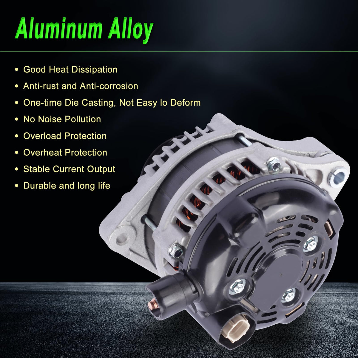 SHICHU alternator next to ruler for size scale and fit confirmation