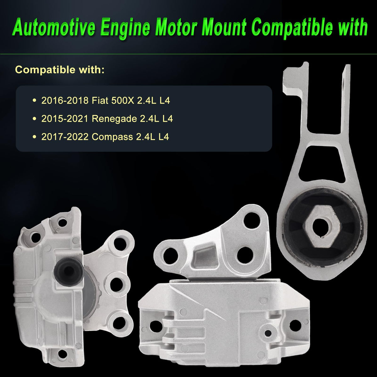 SHICHU rear torque strut mount closeup highlighting reinforced bracket and noise reduction benefit