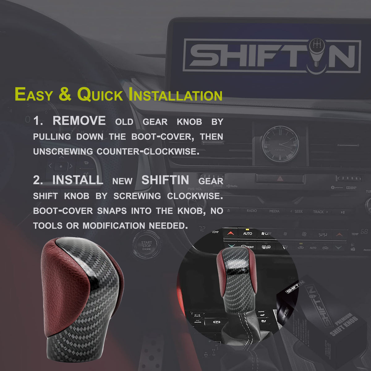 SHIFTIN size comparison with ruler confirming compact OEM-fit dimensions