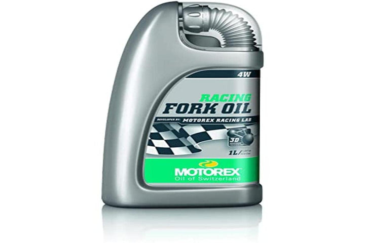 SHIMANO Motorex bottle front label showing product and clear benefit for fork performance
