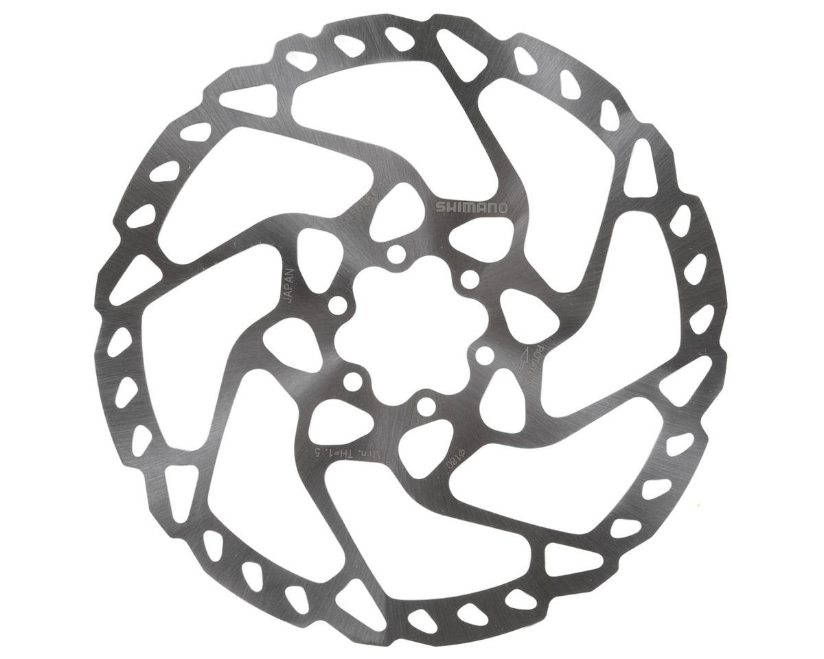 Shimano SM-RT66 front view rotor showing braking surface and SLX quality benefit
