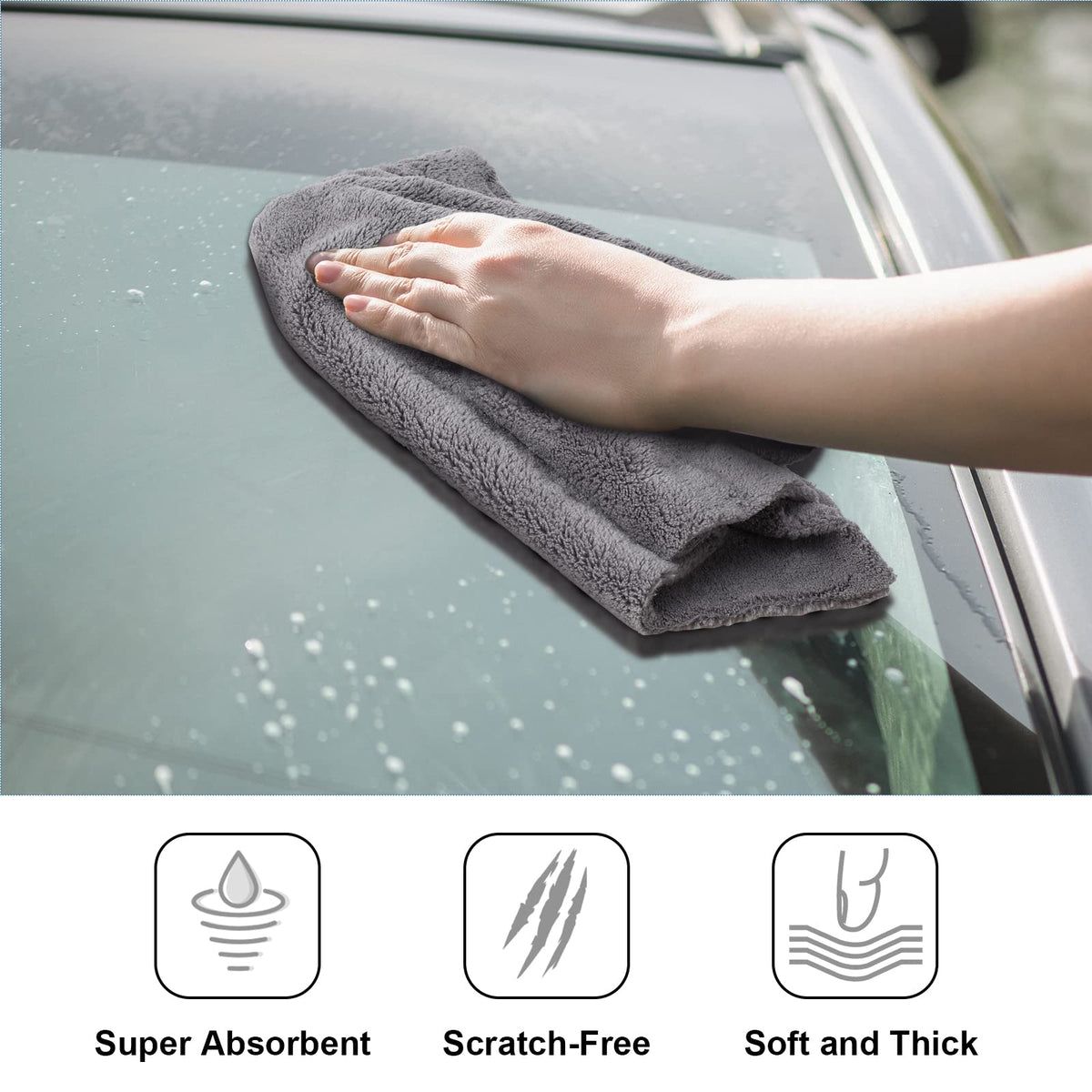 Shimeyao towel drying a car quickly with streak-free finish benefit