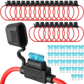 Shimeyao front packaging showing 24 inline fuse holders and fuses, convenient bulk supply