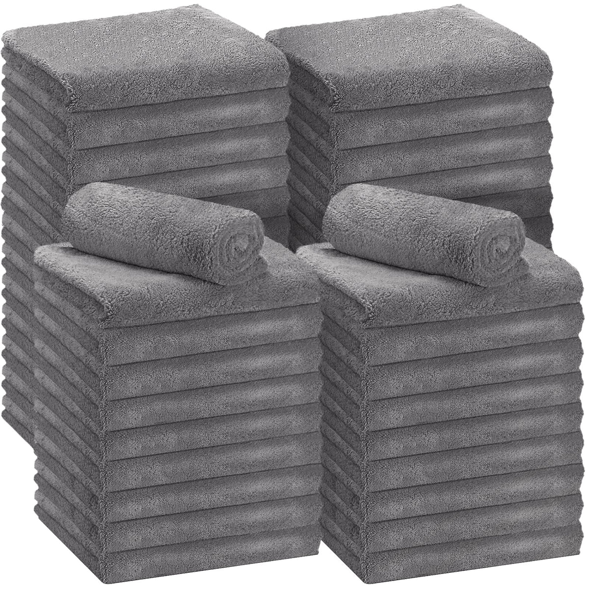 Shimeyao front pack showing 30 gray towels and bulk quantity benefit