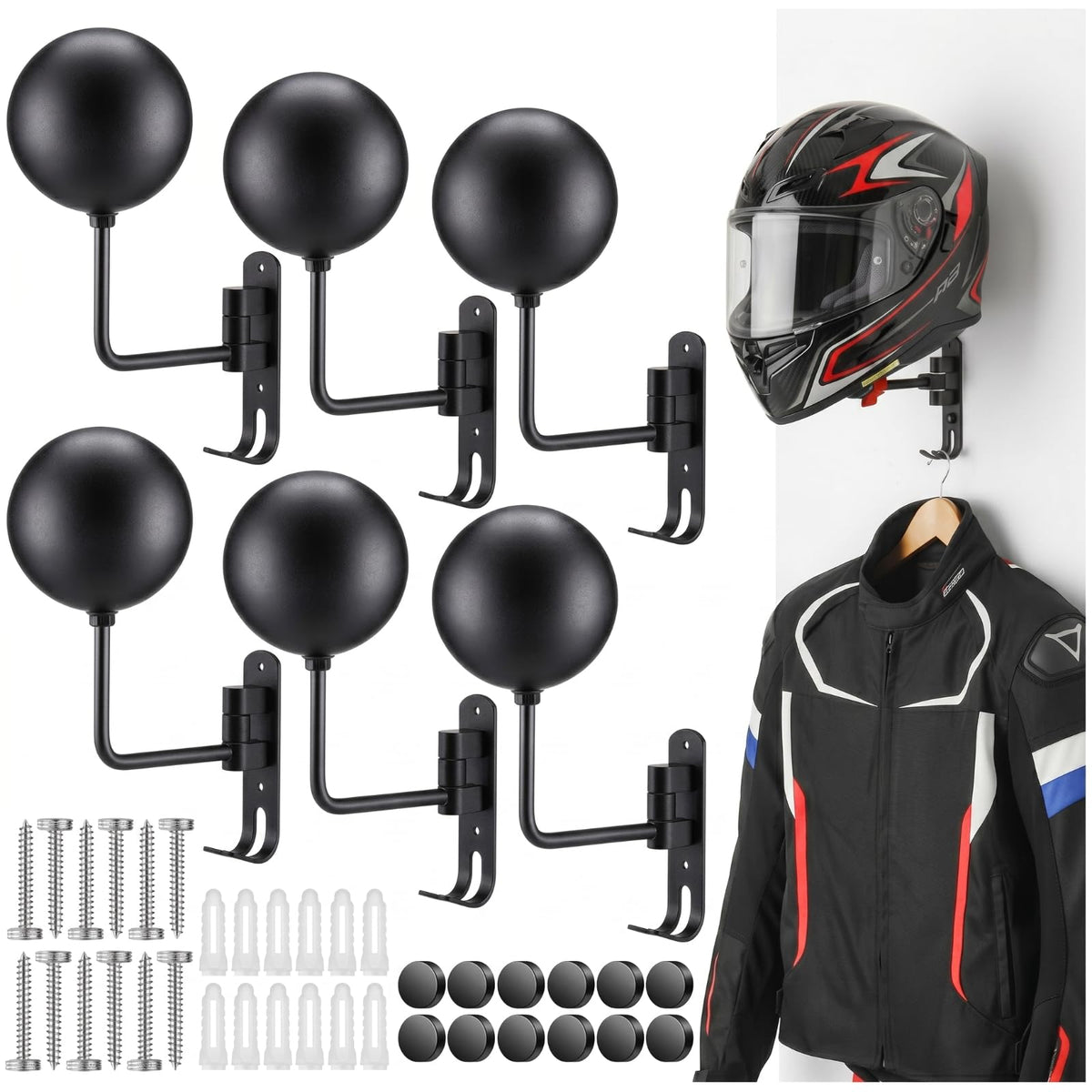 Shimeyao helmet rack front view showing stable mount and helmet benefit