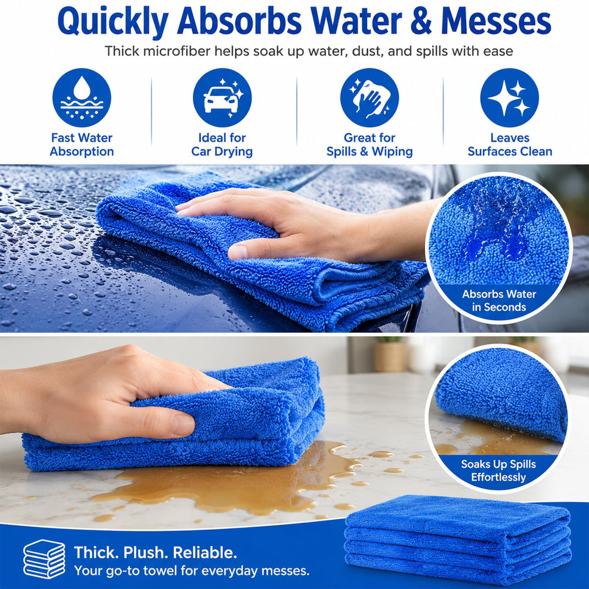 Shimeyao towel drying a car panel quickly with streak-free finish
