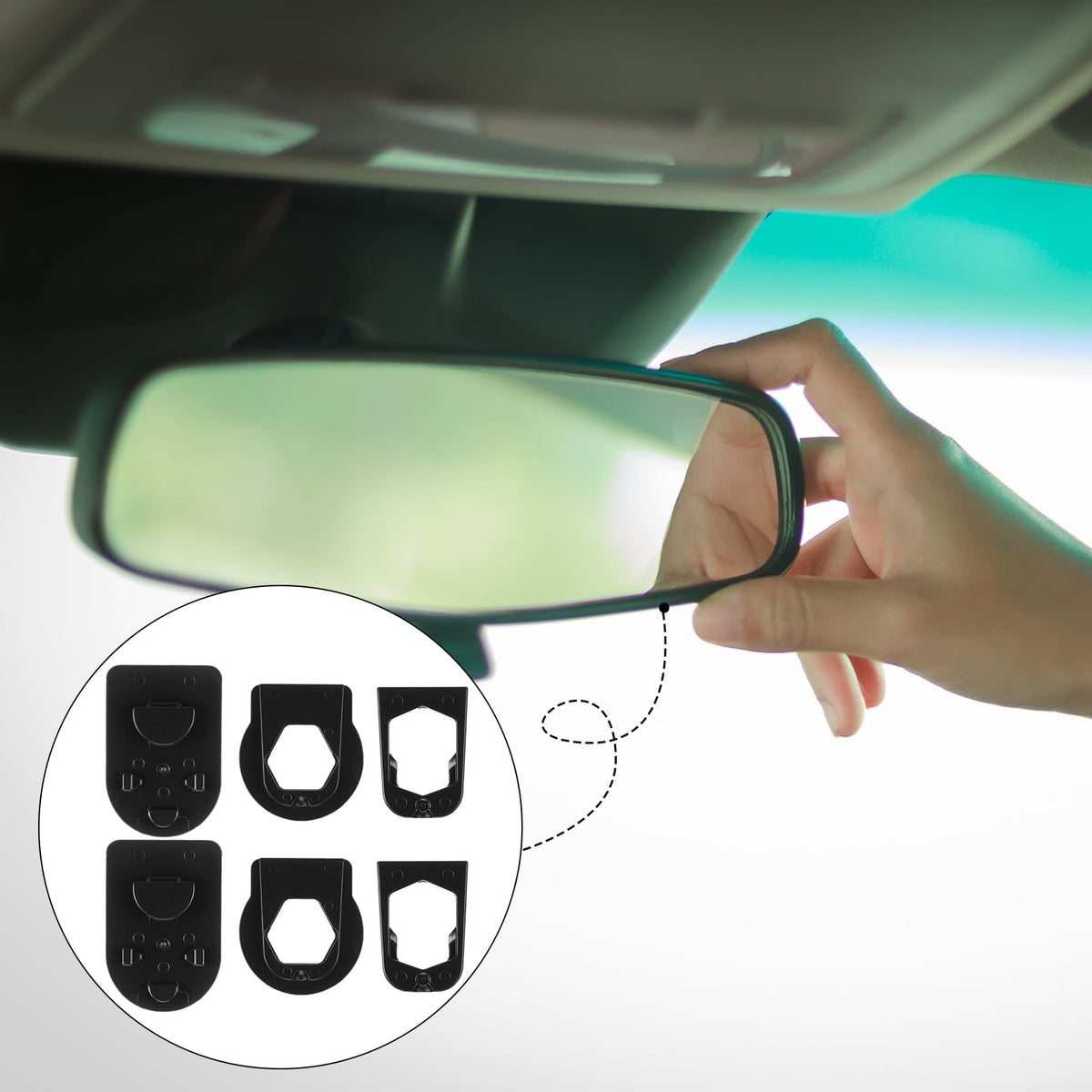 Shimeyao adapter installed on car mirror demonstrating stable mounting
