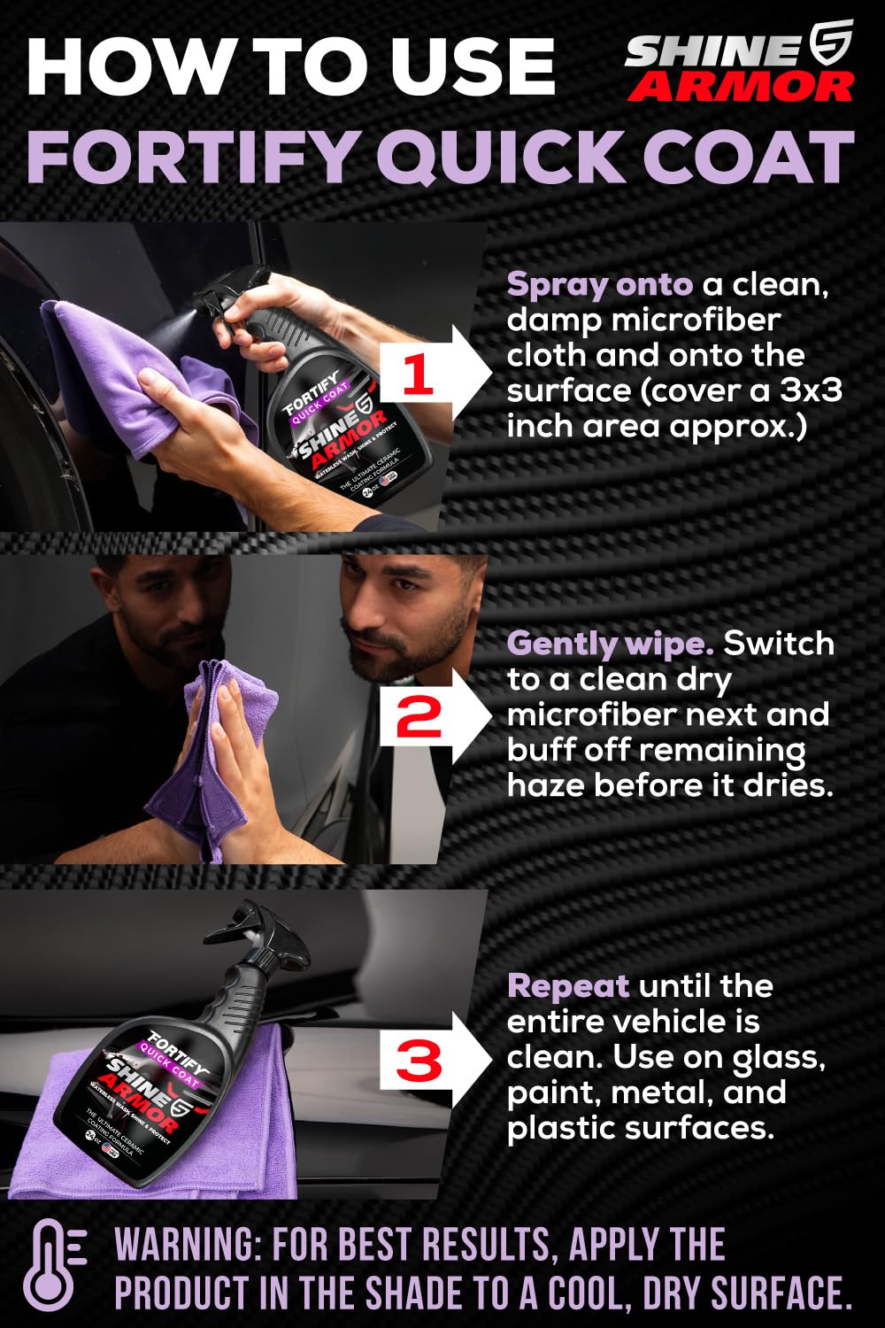 SHINE ARMOR close-up of spray nozzle, precise application control benefit