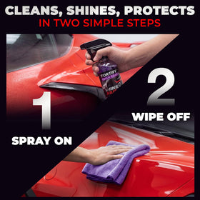 SHINE ARMOR spray action being applied to hood demonstrating fast one-step use