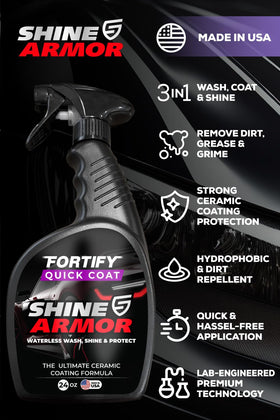 SHINE ARMOR used on glass and chrome trim, streak-free clarity benefit