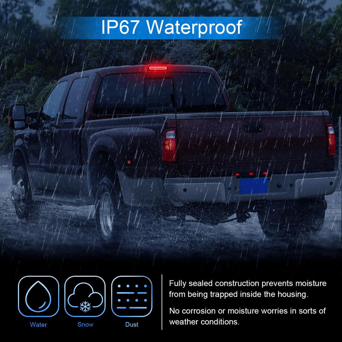SHINEFIT glowing at night on truck showing enhanced rear visibility