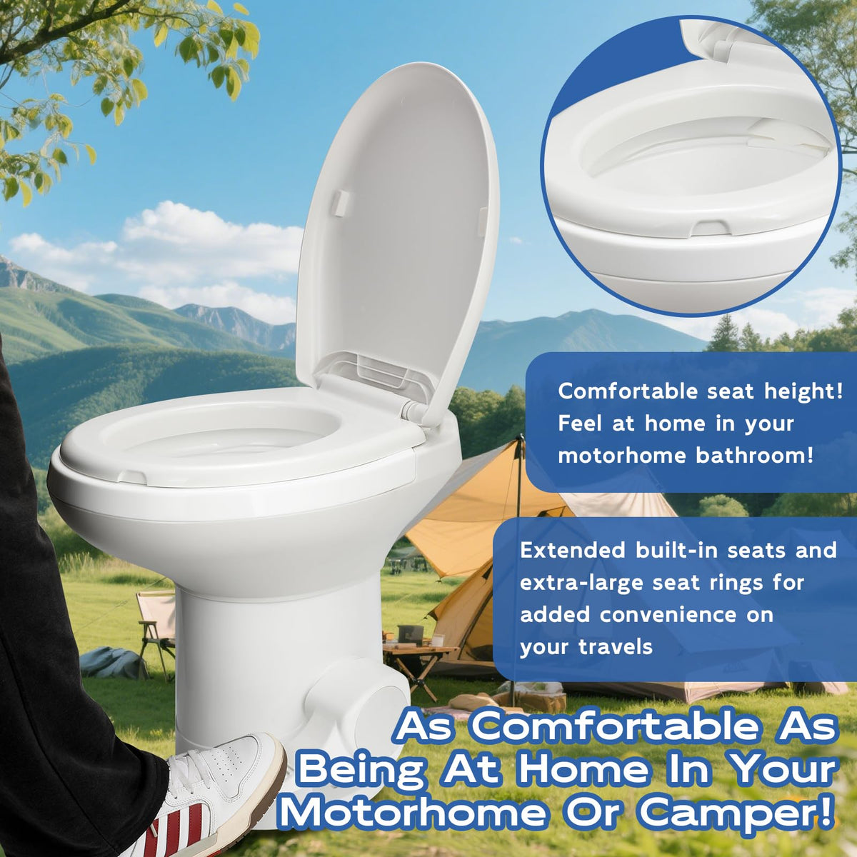 Shineforu open lid revealing smooth ABS bowl for quick cleaning and low maintenance