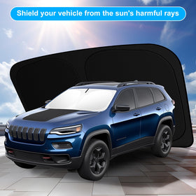 SHINEHOME corner tucked under sun visor demonstrating secure attachment and stability