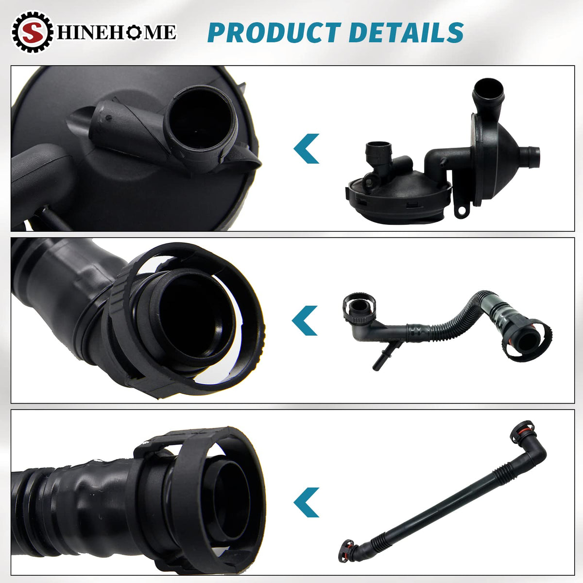 SHINEHOME connector ends detail showing secure fittings and leak protection