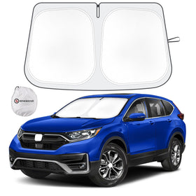 SHINEHOME front view of CRV sun shade showing full windshield coverage and protection