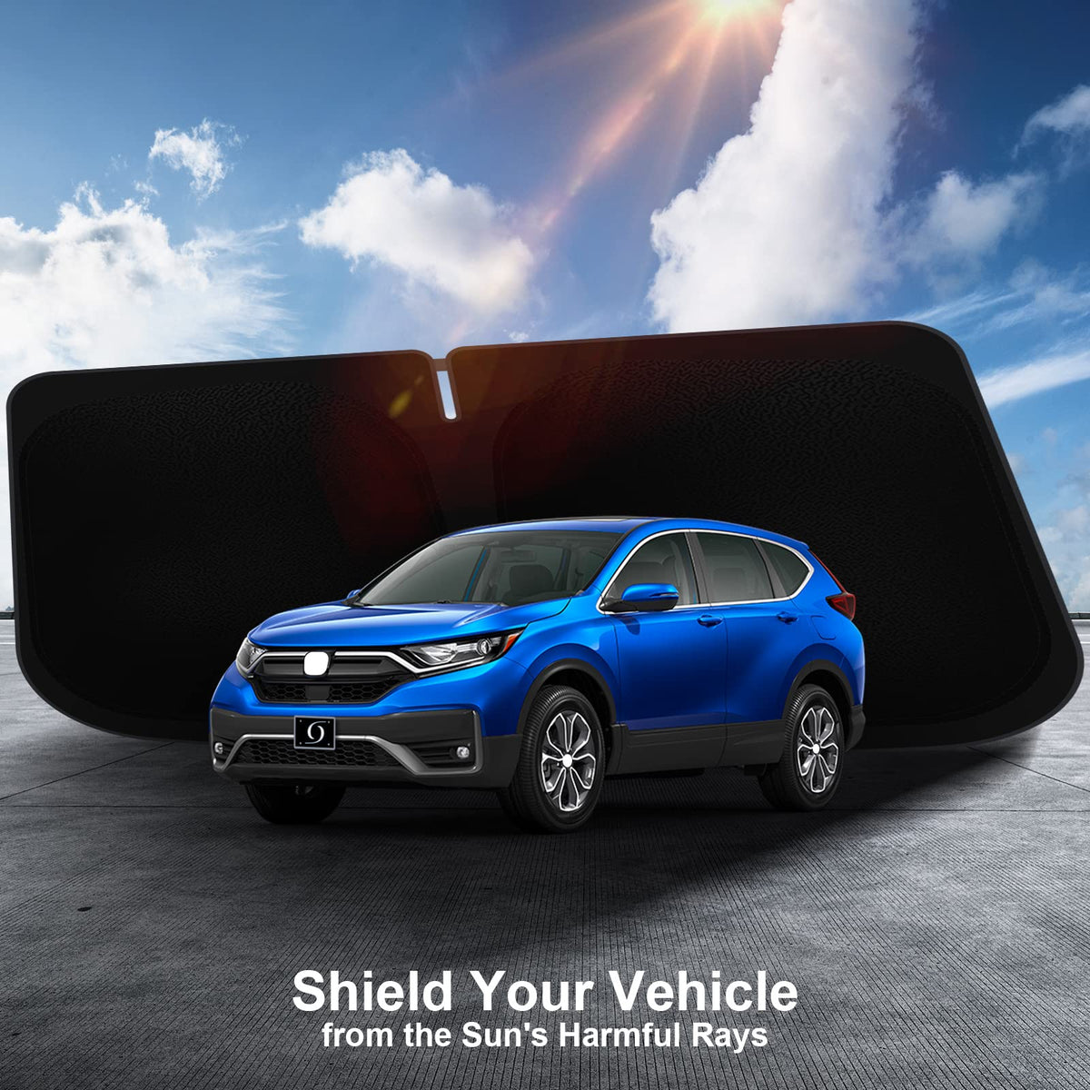 SHINEHOME lifestyle shot of CRV parked with shade in place for daytime protection