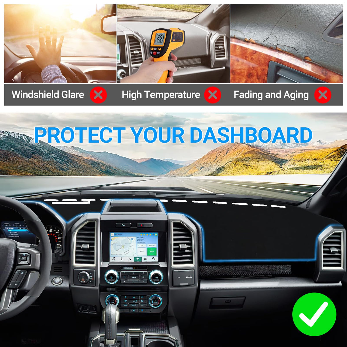 SHINEHOME installed driver view reducing windshield reflection and glare