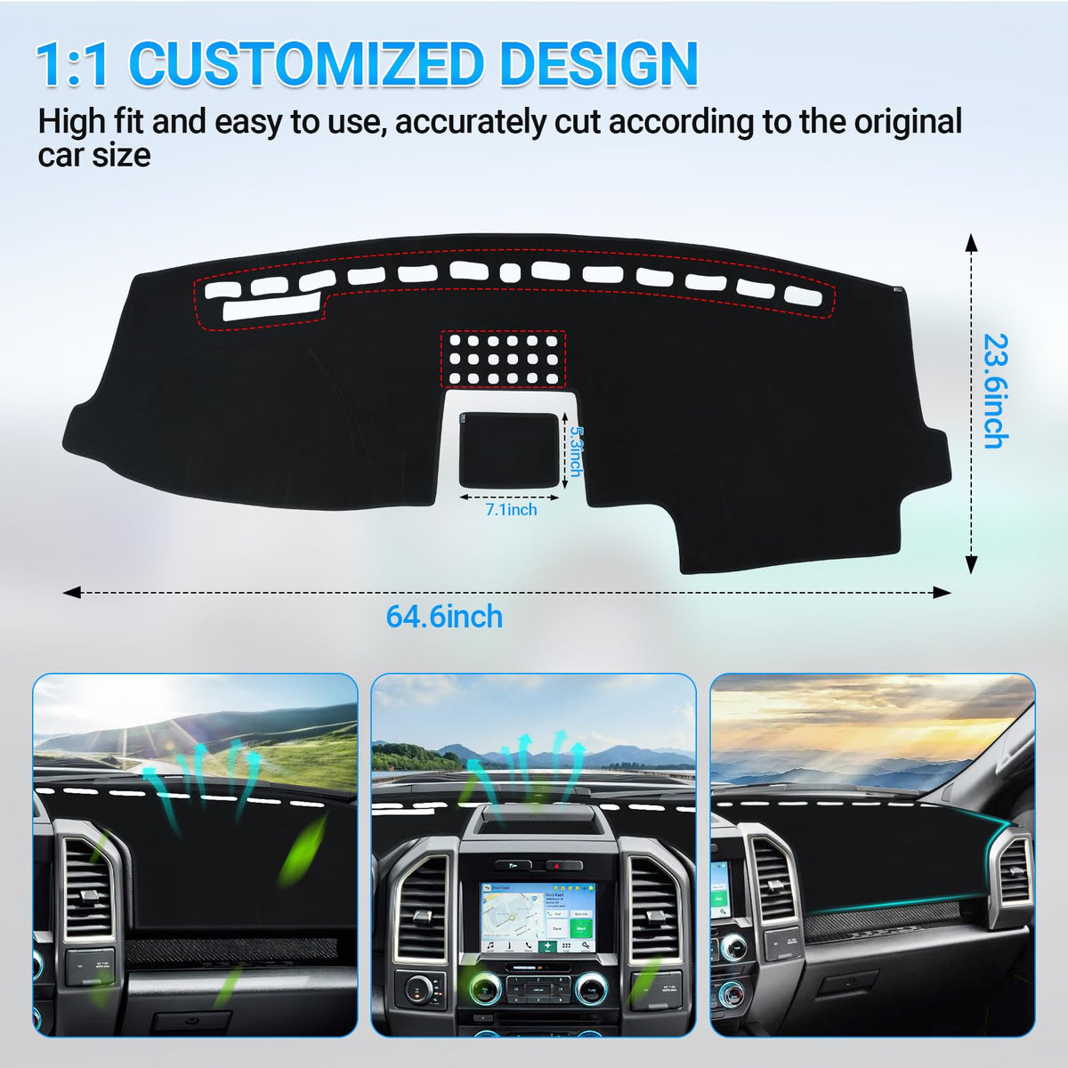 SHINEHOME installed passenger view demonstrating full dashboard coverage