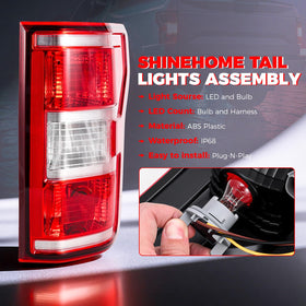SHINEHOME tail light wiring and weatherproof harness showing easy plug-and-play benefit