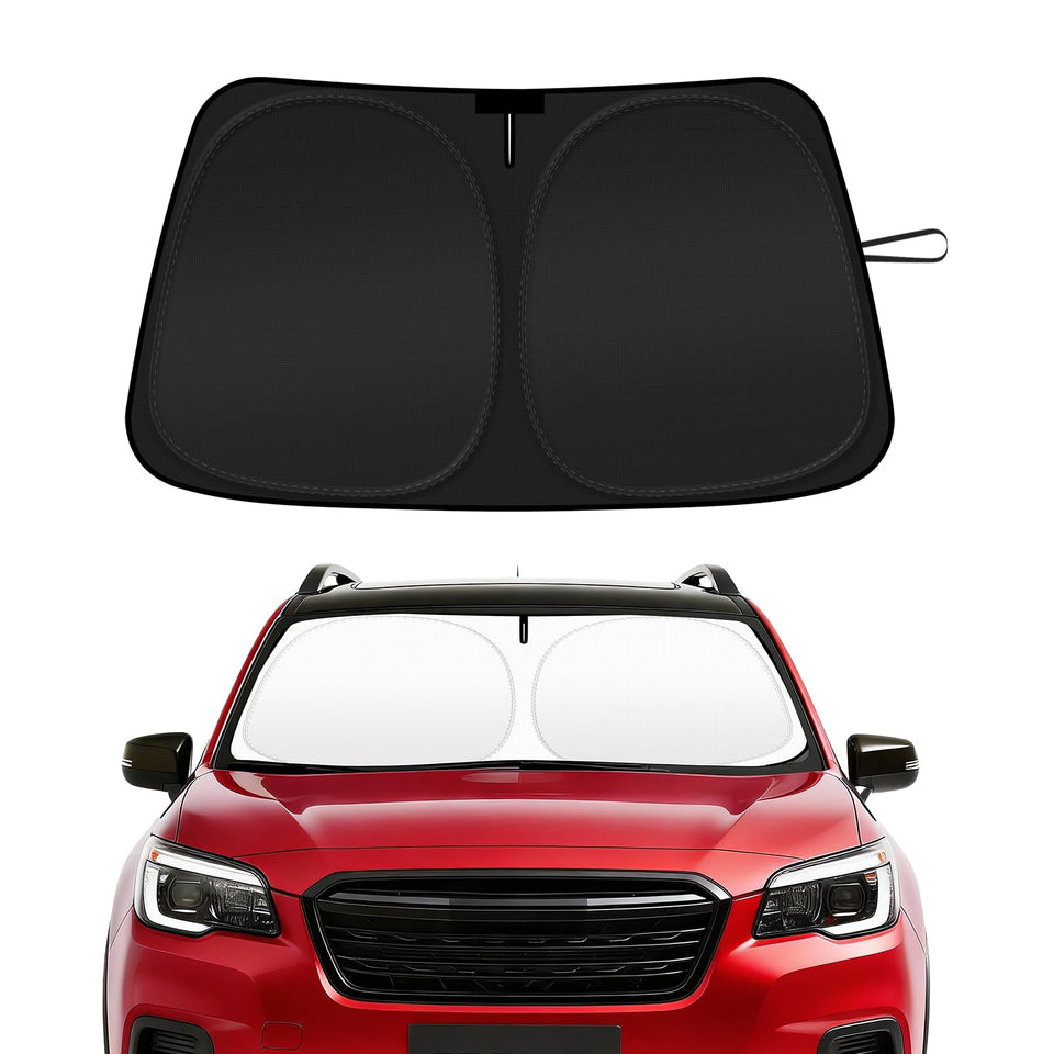 SHINEHOME front view installed sun shade protecting windshield and cooling cabin