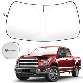 SHINEHOME front view of folded sun shade showing compact storage benefit