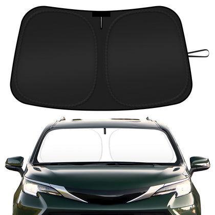 SHINEHOME front view of packaged Sienna sun shade showing included storage bag and instructions for quick setup